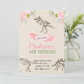 Girl-Dinosaurier-Party Einladung (Stehend Vorderseite)