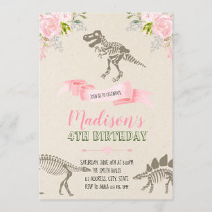 Girl-Dinosaurier-Party Einladung