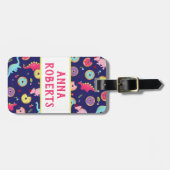 Girl Dinosaurier und Donuts Gepäckmarke Gepäckanhänger (Vorderseite horizontal)