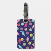 Girl Dinosaurier und Donuts Gepäckmarke Gepäckanhänger (Rückseite vertikal)