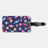 Girl Dinosaurier und Donuts Gepäckmarke Gepäckanhänger (Rückseite horizontal)