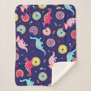 Girl Dinosaurier und Donuts Sherpa Blanket Sherpadecke