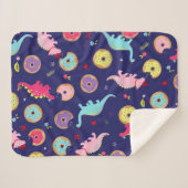 Girl Dinosaurier und Donuts Sherpa Blanket Sherpadecke (Vorderseite (Horizontal))