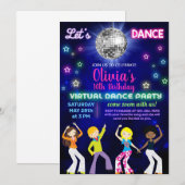 Girl-Disco-Tanz-Party, virtuelles Dance-Party. Einladung (Vorne/Hinten)