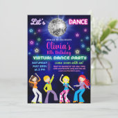 Girl-Disco-Tanz-Party, virtuelles Dance-Party. Einladung (Stehend Vorderseite)