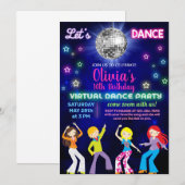Girl-Disco-Tanz-Party, virtuelles Dance-Party. Einladung (Vorne/Hinten)