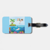Girl Diving in Ocean Friendly Shark Coral Reef Gepäckanhänger (Rückseite horizontal)