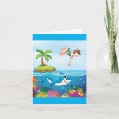 Girl Diving in Ocean Friendly Shark Coral Reef Karte (Vorderseite)