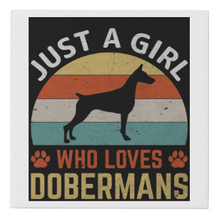 Girl Doberman Lover Canvas Print Künstlicher Leinwanddruck
