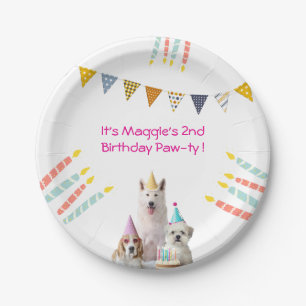 Girl Dog Birthday Rosa Party Einladung Pappteller