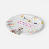 Girl Dog Birthday Rosa Party Einladung Pappteller (Schrägansicht)