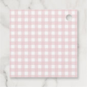 Girl Dog Pink Gingham Gefälteags Geschenkanhänger (Rückseite)