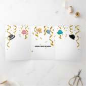 Girl dogs Champagner gratuliert Verlobung Dreifach Gefaltete Urlaubskarte (Innenseite)