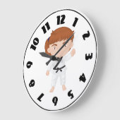 Girl Doing Karate Clock Große Wanduhr (Winkel)