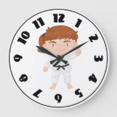 Girl Doing Karate Clock Große Wanduhr (Vorderseite)