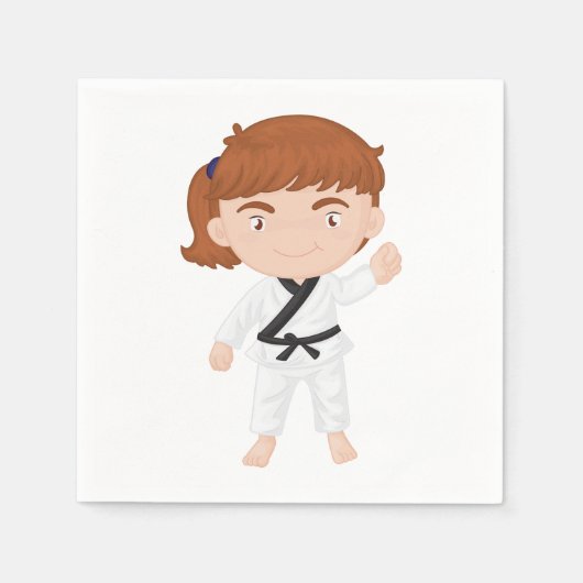 Girl Doing Karate Paper Napkins Serviette (Vorderseite)