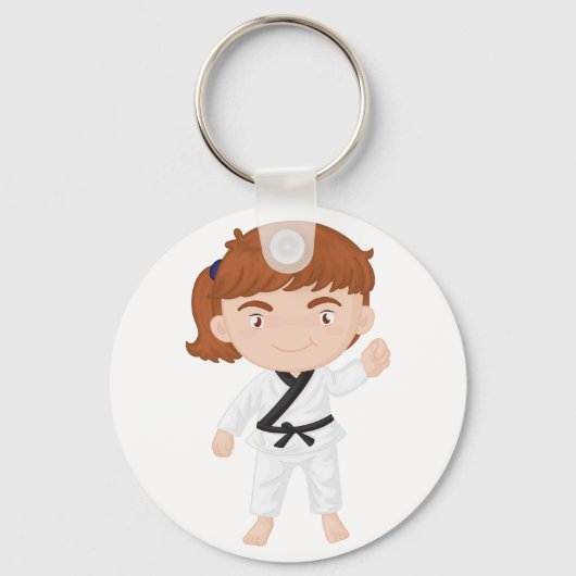 Girl Doing Karate Schlüsselanhänger (Rückseite)