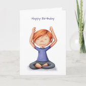 Girl Doing Yoga Meditation Geburtstag Karte (Vorderseite)