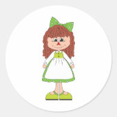 Girl Doll Classic Round Sticker (Vorderseite)