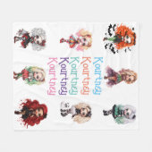 Girl Doll Spooky Halloween Thema mit Namen Fleecedecke (Vorderseite (Horizontal))