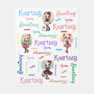 Girl Doll Spooky Halloween Thema mit Namen Fleecedecke