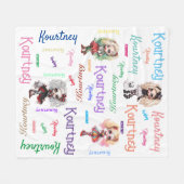 Girl Doll Spooky Halloween Thema mit Namen Fleecedecke (Vorderseite (Horizontal))