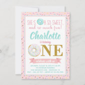 Girl Donut 1. Geburtstags-Party Einladung (Vorderseite)