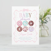 Girl Donut und Pink Bow Babydusche Einladung (Stehend Vorderseite)
