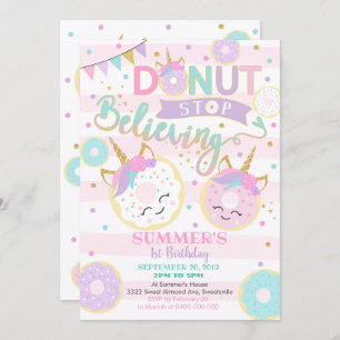 Girl Donut Unicorn Einladung zum 1. Geburtstag