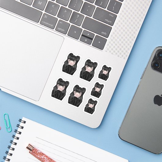 Girl Drawing Aufkleber (Laptop mit iPhone)