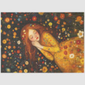 Girl Dreaming in einem Feld der Goldenen Wildblume Seidenpapier (Vorderseite)