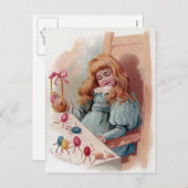 Girl Dreaming of Animate Ostereier Feiertagspostkarte (Vorne/Hinten)