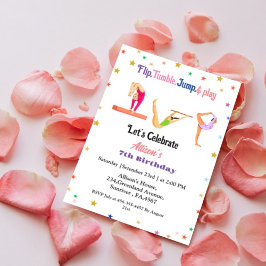 Girl drehte Tumble Jump & Play Gymnastik Geburtsta Einladung