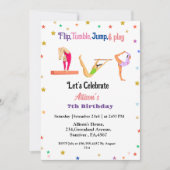 Girl drehte Tumble Jump & Play Gymnastik Geburtsta Einladung (Vorderseite)