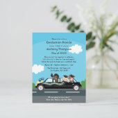 Girl Drive by Graduation Party Postkarte (Stehend Vorderseite)