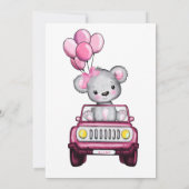 Girl Drive Through Baby Shooting Teddy Bär Einladung (Rückseite)