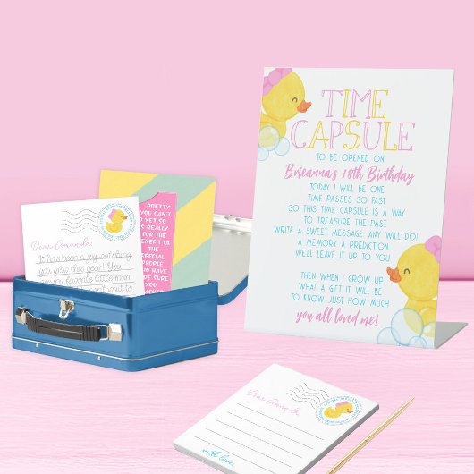 Girl Duck 1st Birthday Time Kapsel Notizen Notizblock