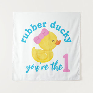 Girl Ducky Du bist der erste Geburtstagsgrunst Wandteppich