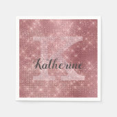 Girl Dusty Rose Gold Pink Diamond Monogram Name Serviette (Vorderseite)