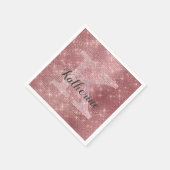 Girl Dusty Rose Gold Pink Diamond Monogram Name Serviette (Ecke)