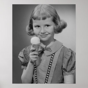 Girl Eating Ice Creme Poster