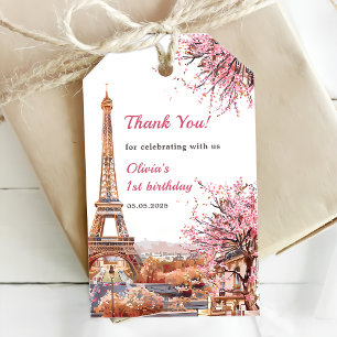 Girl Eiffel Tower Paris 1. Geburtstag Geschenkanhänger