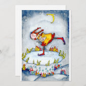 Girl Eis Skaten Feiertagskarte (Vorne/Hinten)