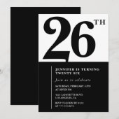Girl Elegant - Einladung zum 26. Geburtstag Schwar (Vorne/Hinten)