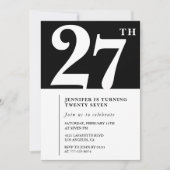Girl Elegant Einladung zum 27. Geburtstag Chic Sim (Vorderseite)