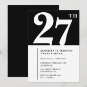 Girl Elegant Einladung zum 27. Geburtstag Chic Sim (Vorne/Hinten)