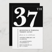 Girl Elegant Einladung zum 37. Geburtstag Chic Sim (Vorne/Hinten)