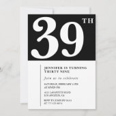 Girl Elegant Einladung zum 39. Geburtstag Chic Sim (Vorderseite)