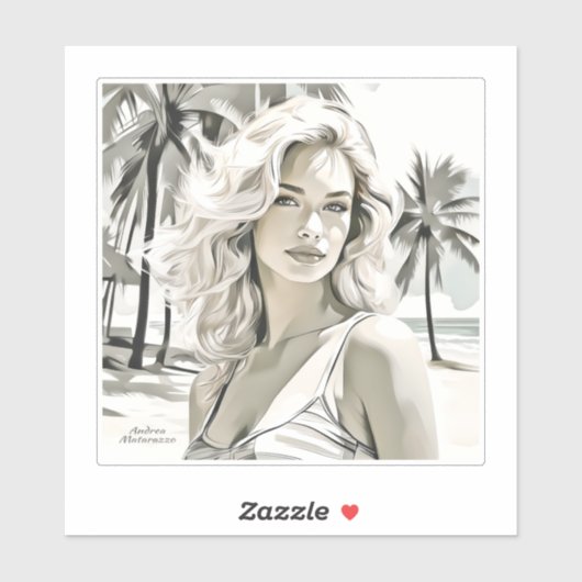 Girl Elegant in Schwarz und Weiß Aufkleber (Blatt)