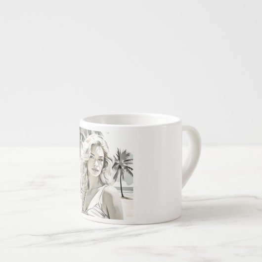 Girl Elegant in Schwarz und Weiß Espressotasse (Vorderseite Rechts)